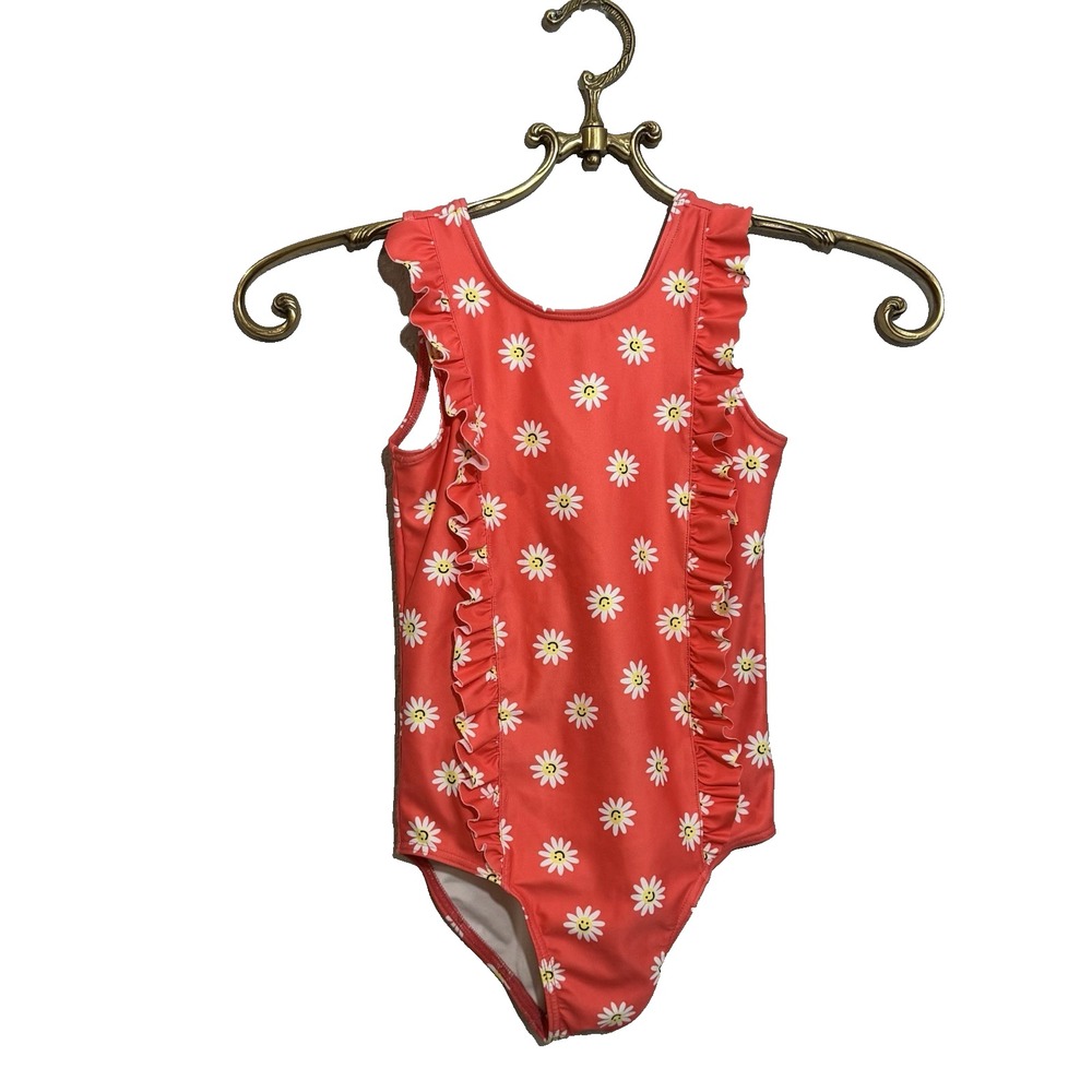 Tucker +Tate Daisy Coral ruffle girl's One Piece swimsuit size 6 Nordstrom